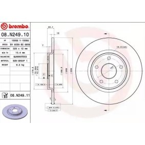 Bremsscheibe 08.N249.10 von BREMBO günstig für 51,77 € online kaufen