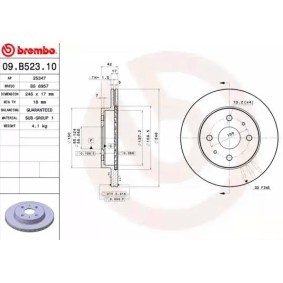 Køb Bremseskive af BREMBO 09.B523.10 til den lave pris 274,46 DKK