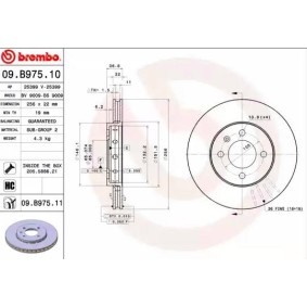 Køb Bremseskive af BREMBO 09.B975.10 til den lave pris 352,10 DKK