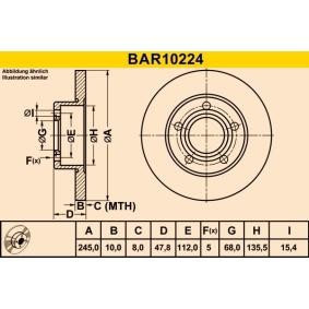 Achetez des Disque de frein Barum BAR10224 à prix pour 33,27 €