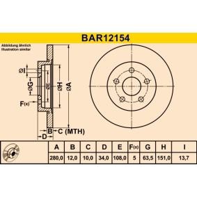 Compre Disco de travão da Barum BAR12154 a um preço baixo por 32,96 €