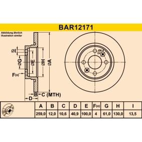 Achetez des Disque de frein Barum BAR12171 à prix pour 30,69 €