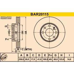 Achetez des Disque de frein Barum BAR20115 à prix pour 25,12 €