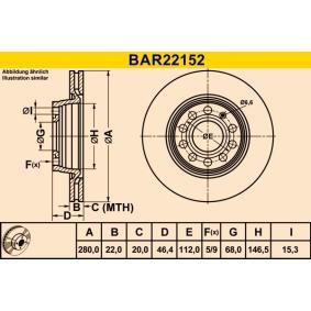 Achetez des Disque de frein Barum BAR22152 à prix pour 38,69 €