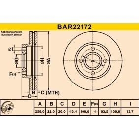 Achetez des Disque de frein Barum BAR22172 à prix pour 36,86 €