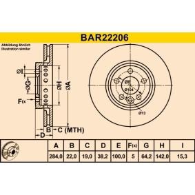 Achetez des Disque de frein Barum BAR22206 à prix pour 48,53 €