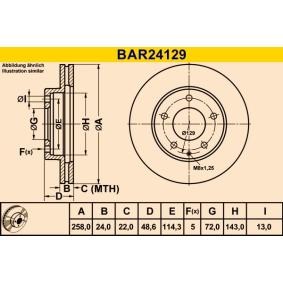 Achetez des Disque de frein Barum BAR24129 à prix pour 36,84 €