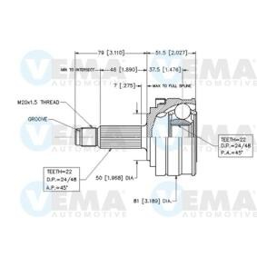 Achetez des Jeu de joints, arbre de transmission VEMA 18215 à prix pour 38,72 €