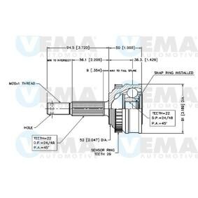 Achetez des Jeu de joints, arbre de transmission VEMA 18221 à prix pour 47,90 €