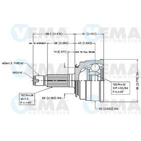 Achetez des Jeu de joints, arbre de transmission VEMA 18272 à prix pour 48,92 €