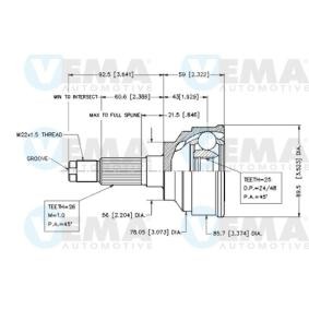 Achetez des Jeu de joints, arbre de transmission VEMA 18549 à prix pour 48,37 €