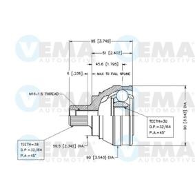 Achetez des Jeu de joints, arbre de transmission VEMA 18560 à prix pour 40,20 €