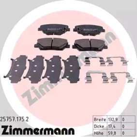 Köp Bromsbelägg av ZIMMERMANN 25757.175.2 till det låga priset 595,86 kr
