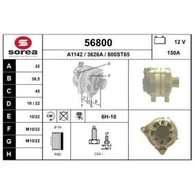 Lichtmaschine 56800 für 307 SW (3H) für 170,71 CHF