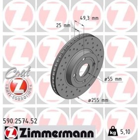 Bremsscheibe 590.2574.52 von ZIMMERMANN günstig für 92,44 € online kaufen