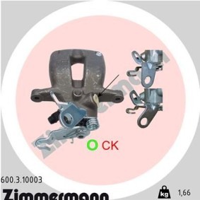 Kjøp Bremsecaliper av ZIMMERMANN 600.3.10003 til den lave prisen 1620,18 NOK
