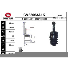 Gelenksatz, Antriebswelle CV22063A1K von EAI günstig für 52,59 € online kaufen