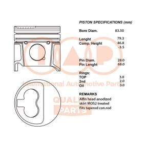 Achetez des Piston IAP QUALITY PARTS 100-16057 à prix pour 546,66 €