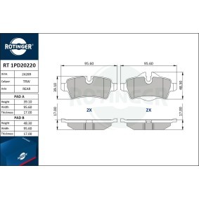 Compre Pastilhas de travão da ROTINGER RT 1PD20220 a um preço baixo por 28,15 €