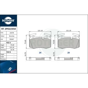 Compre Pastilhas de travão da ROTINGER RT 2PD22350 a um preço baixo por 66,76 €