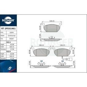 Compre Pastilhas de travão da ROTINGER RT 2PD31461 a um preço baixo por 40,48 €