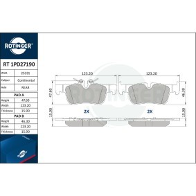 Compre Pastilhas de travão da ROTINGER RT 1PD27190 a um preço baixo por 42,03 €