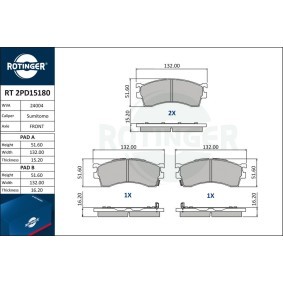 Compre Pastilhas de travão da ROTINGER RT 2PD15180 a um preço baixo por 53,29 €