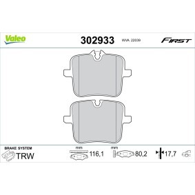 Achetez des Plaquettes de frein VALEO 302933 à prix pour 39,59 €