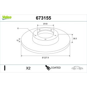 Achetez des Disque de frein VALEO 673155 à prix pour 39,46 €