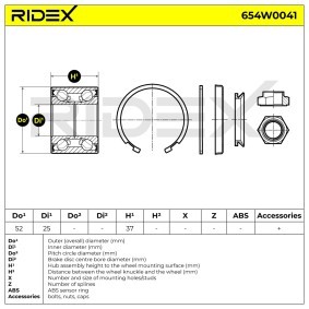 Acquista Kit cuscinetto ruota da RIDEX 654W0041 a buon mercato per soli 17,32 €