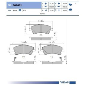 Bremsbeläge für TOYOTA von FOMAR Friction
