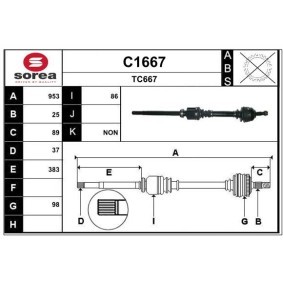 Antriebswelle C1667 von SNRA günstig für 182,16 € online kaufen