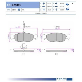 Bremsbeläge FO 475881 von FOMAR Friction günstig für 21,29 € online kaufen