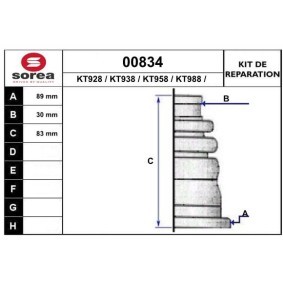 Achetez des Jeu de joint-soufflet, arbre de commande SNRA 00834 à prix pour 9,52 €