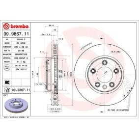 Achetez des Disque de frein BREMBO 09.9867.11 à prix pour 71,88 €