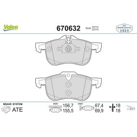 Compre Pastilhas de travão da VALEO 670632 a um preço baixo por 38,86 €