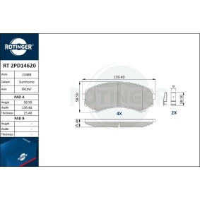 Compre Pastilhas de travão da ROTINGER RT 2PD14620 a um preço baixo por 30,49 €