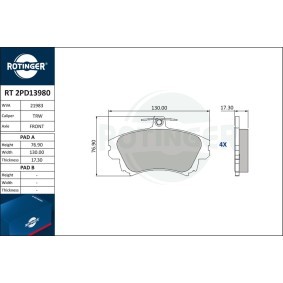 Compre Pastilhas de travão da ROTINGER RT 2PD13980 a um preço baixo por 48,96 €