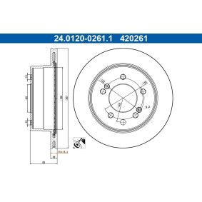 Compre Disco de travão da ATE 24.0120-0261.1 a um preço baixo por 86,51 €