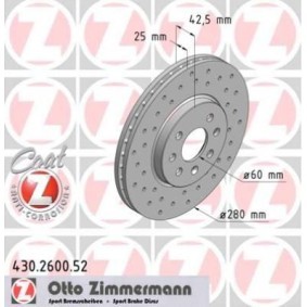 Compre Disco de travão da ZIMMERMANN 430.2600.52 a um preço baixo por 233,62 €