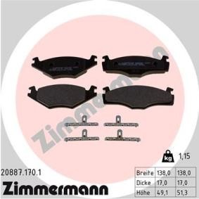 Köp Bromsbelägg av ZIMMERMANN 20887.170.1 till det låga priset 287,98 kr