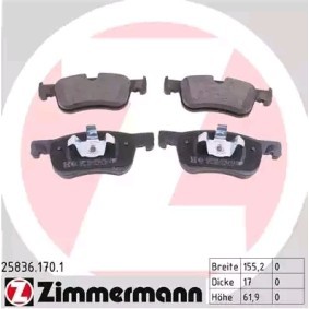 Achetez des Plaquettes de frein ZIMMERMANN 25836.170.1 à prix pour 53,29 €