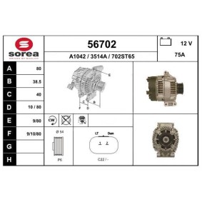 Lichtmaschine 56702 von EAI günstig für 141,13 € online kaufen
