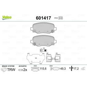 Comprar Juego de pastillas de freno de VALEO 601417 a bajo precio de 31,83 €