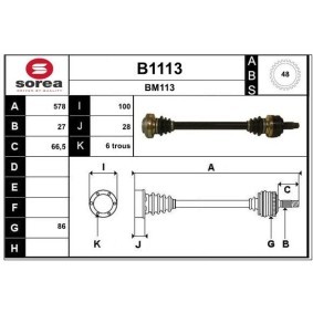 Antriebswelle B1113 von SNRA günstig für 208,18 € online kaufen
