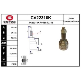 Gelenksatz, Antriebswelle CV22316K von EAI günstig für 49,69 € online kaufen