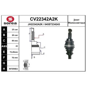 Gelenksatz, Antriebswelle CV22342A2K von EAI günstig für 49,55 € online kaufen