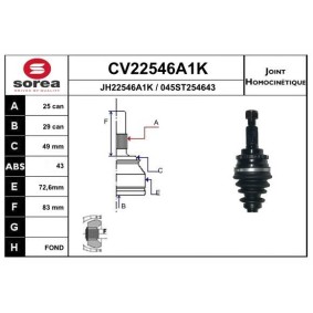 Gelenksatz, Antriebswelle CV22546A1K von EAI günstig für 48,14 € online kaufen