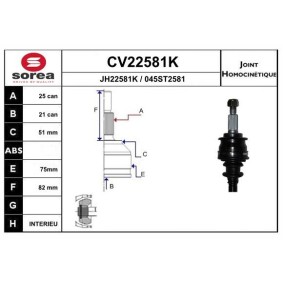 Gelenksatz, Antriebswelle CV22581K von EAI günstig für 47,43 € online kaufen