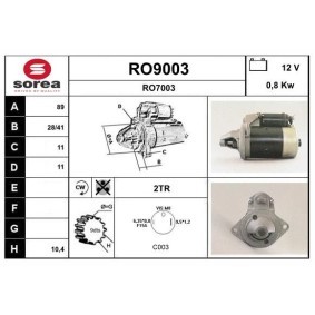 Comprar Motor de arranque de SNRA RO9003 a bajo precio de 201,56 €